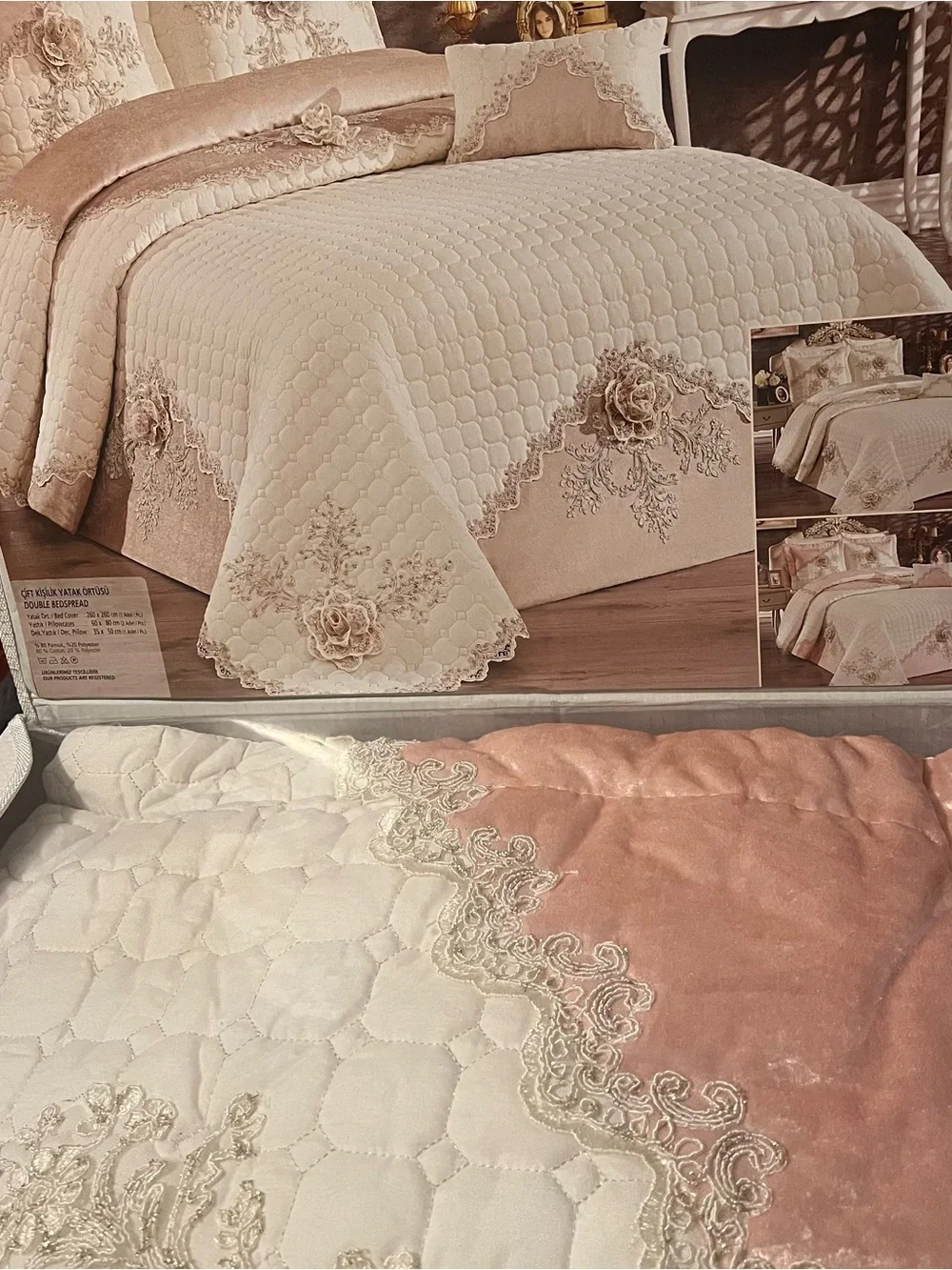 Luxury Cream Embroidered Floral Quilt Set - Elegant Home Bedding